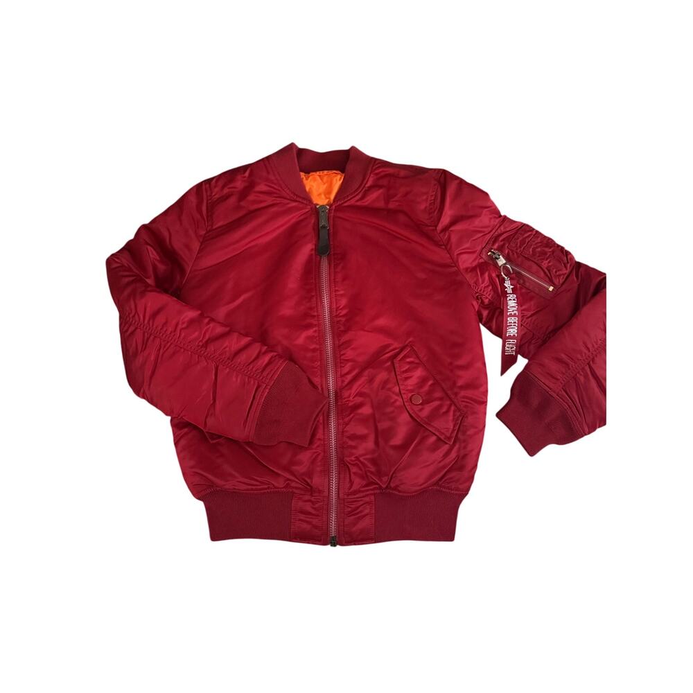 Alpha Industries MA-1 Flight Bomber Jacket Red/Cardinal Orange Lining S/M